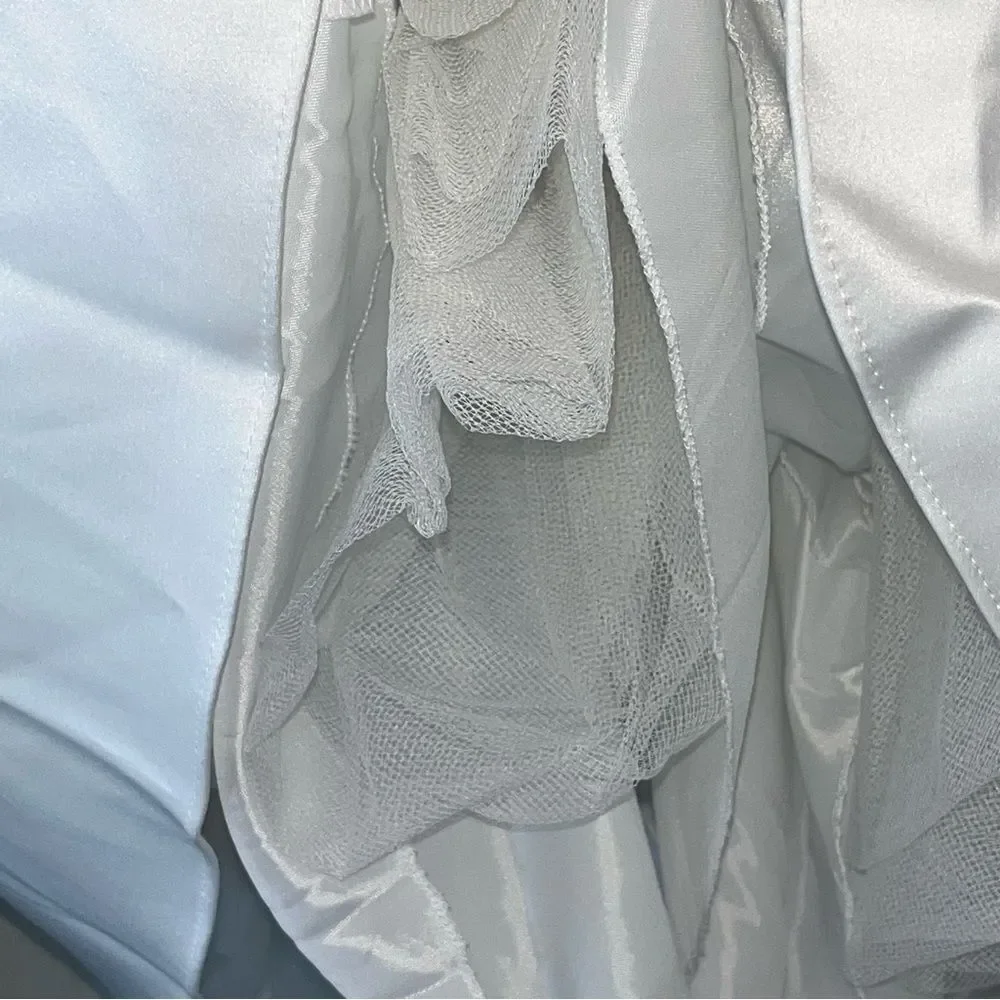 Tip Top White Formal Dress with Cap Sleeves